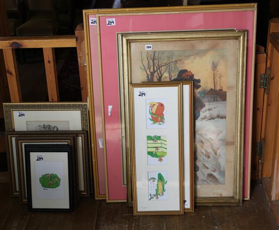 Collection of cartoons, prints etc